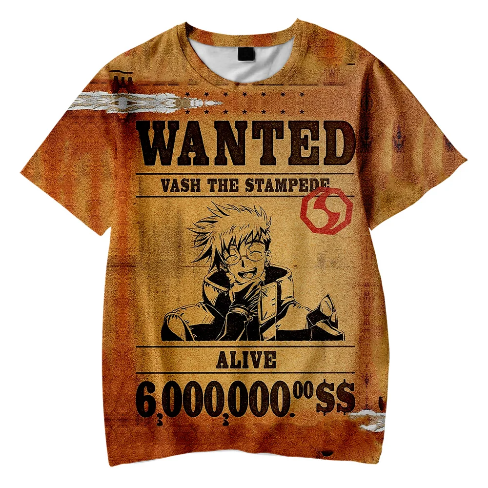 Trigun-Camiseta de Anime para hombres y mujeres, camisa de Manga corta con cuello redondo, ropa de calle Harajuku, ropa de Manga 3D japonesa, nueva