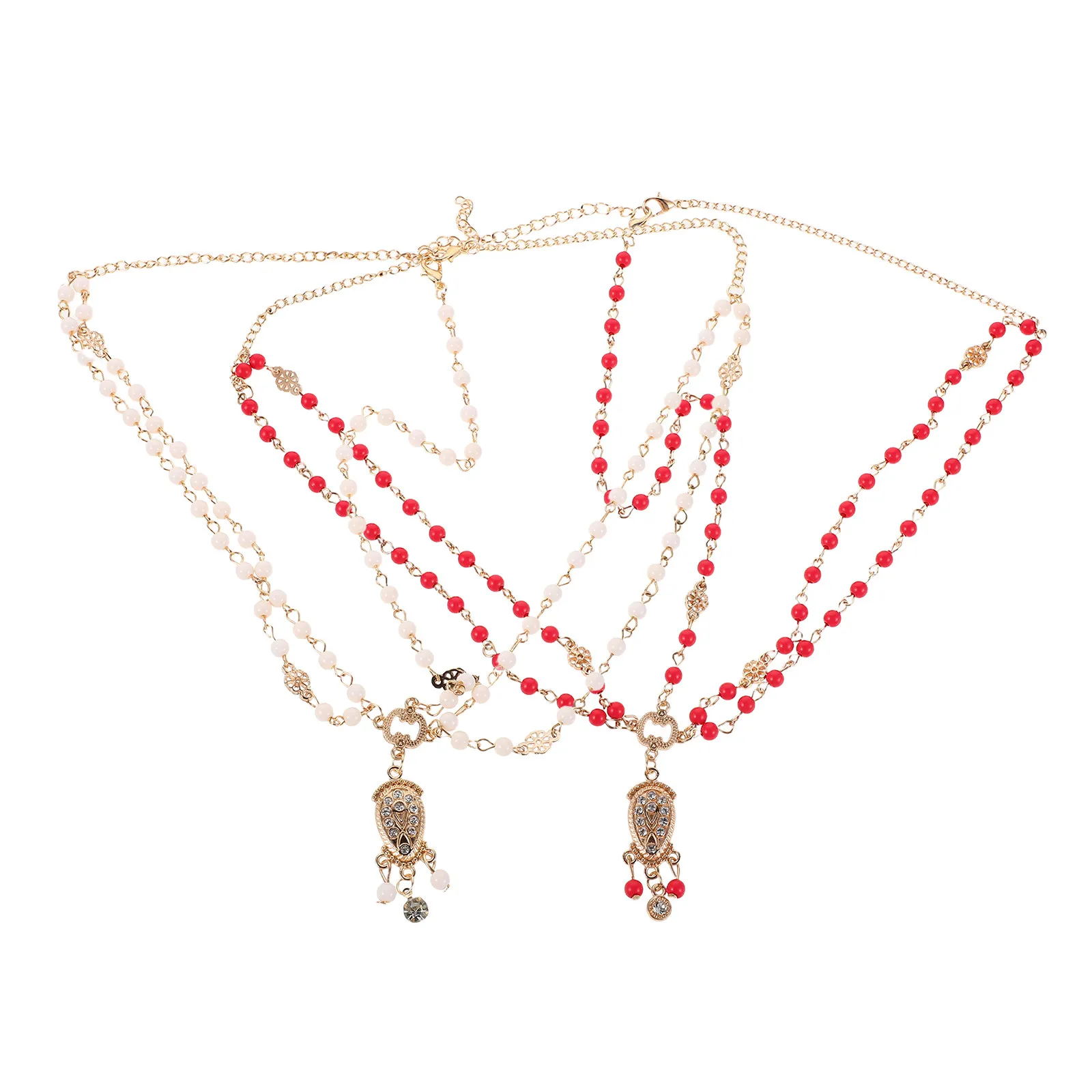 

2 шт. винтажные готические свадебные цепочки для волос с жемчугом и стразами, в стиле барокко, бохо, с кисточками, аксессуары для волос для фестивалей, выпускных вечеров и вечеринок