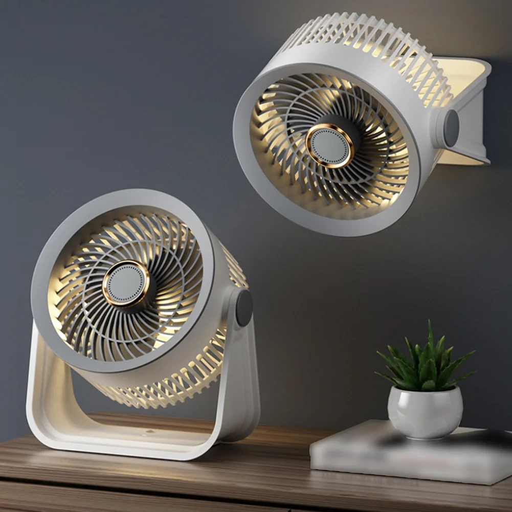 USB Rechargeable 5-Speed Desktop Fan with Silent Motor 36dB to 45dB Night Light and Aromatherapy Compatibility
