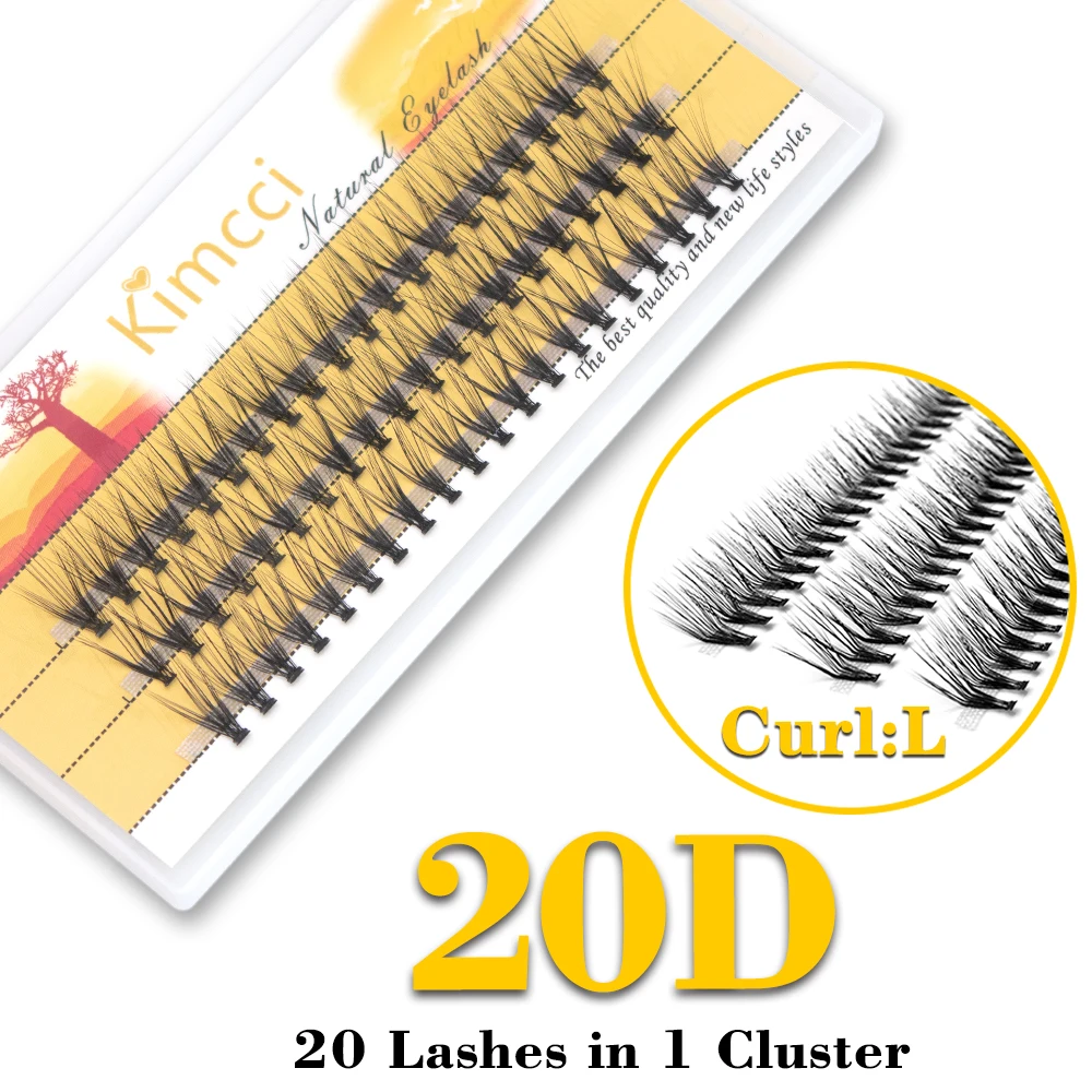 20P “L”  Kimcci 60 Bundles Mink Eyelash Extension Natural  Russian Volume Faux Eyelashes Individual  Cluster Lashes Makeup Cilia