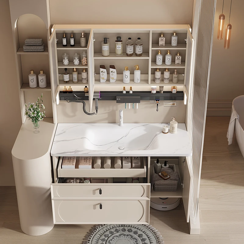 

Aesthetic Storage Minimalist Organiser High-quality French Vertical Bathroom Cabinet Rock Storage Meuble Toilette Furniture