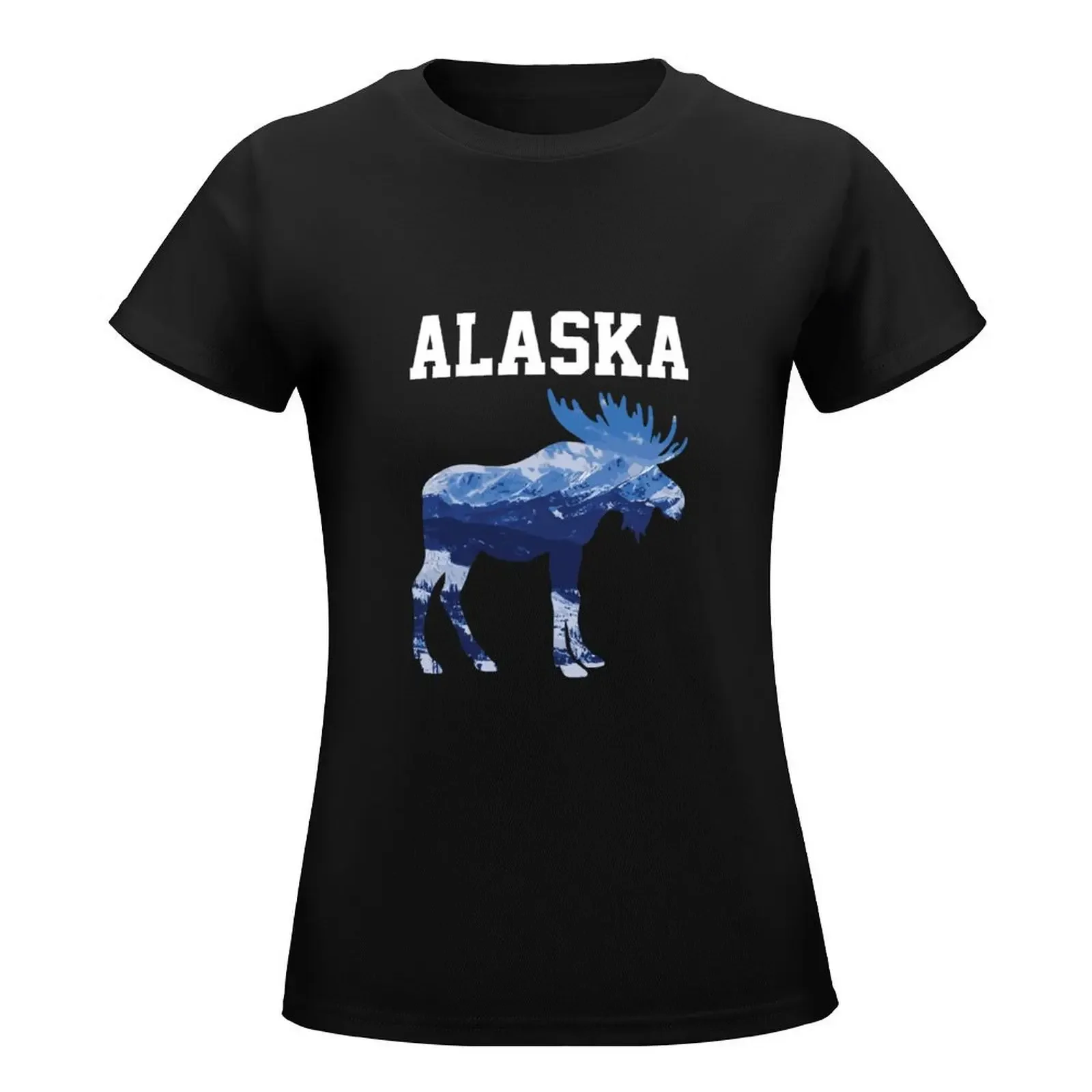 Alaska Pure Nature Mountains Alaskan Moose Gift T-Shirt lady clothes Short sleeve tee graphics t shirts for Womens