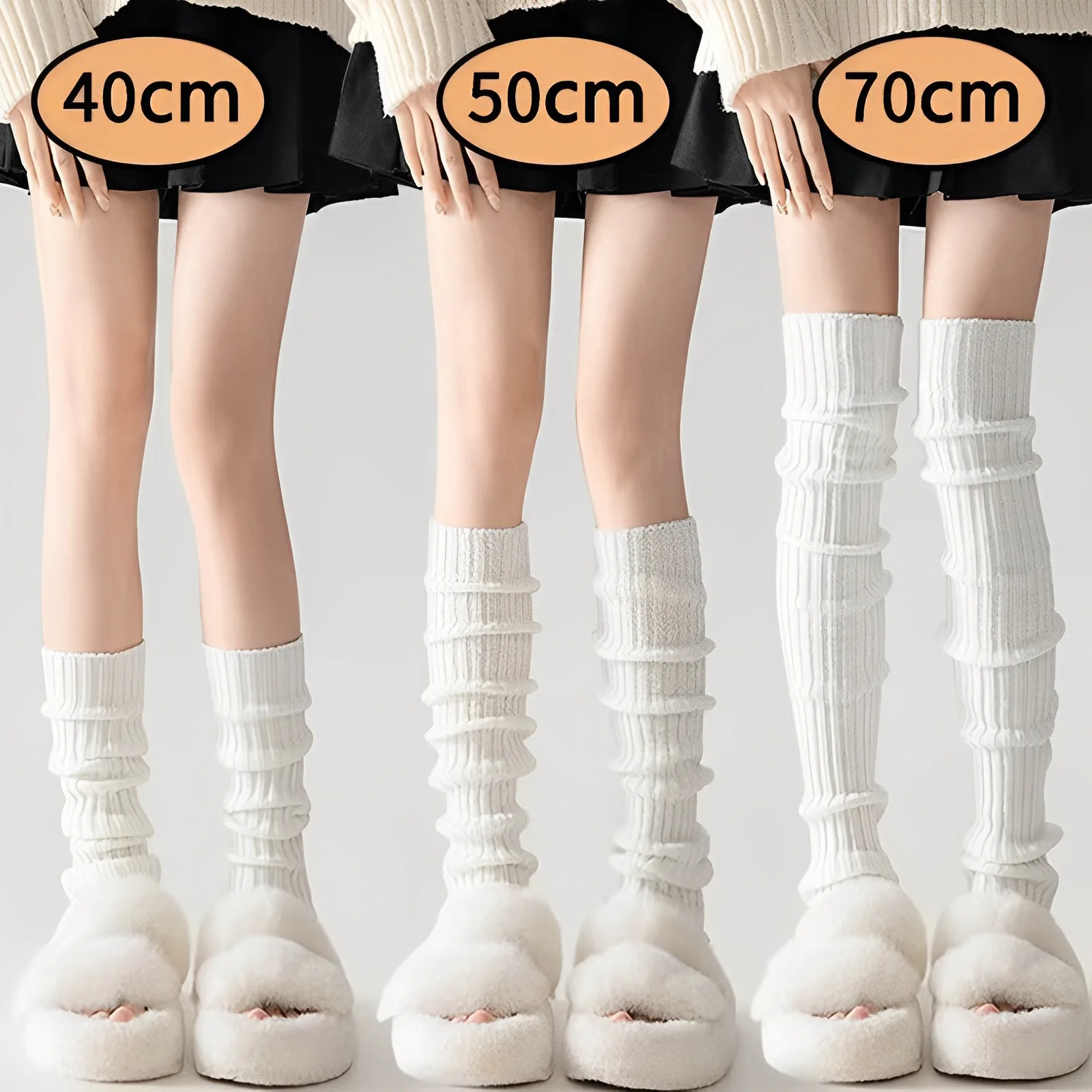 

70/50/40cm Knitted Lolita Leg Warmers Women Winter Sweet Fashion Match Bare Legs Long Socks College Style Lengthened Stockings