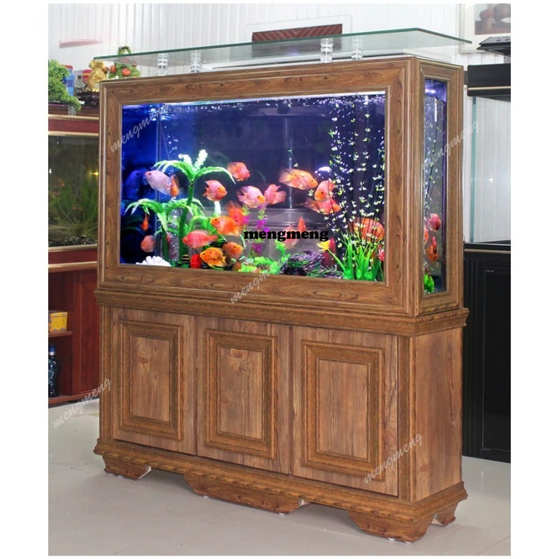 Ecological fish tank aquarium glass shoe cabinet rectangular living room medium and large lower filter goldfish tank