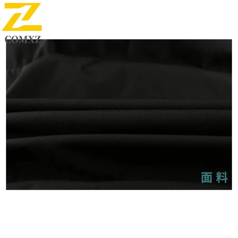 COMXZ 2025 منتصف طول الخريف الشتاء جديد الرجال عالية الكثافة ارتداء مقاومة قفل الدافئة تخزين الحرارة طويلة مقنعين في الهواء الطلق أسفل سترة