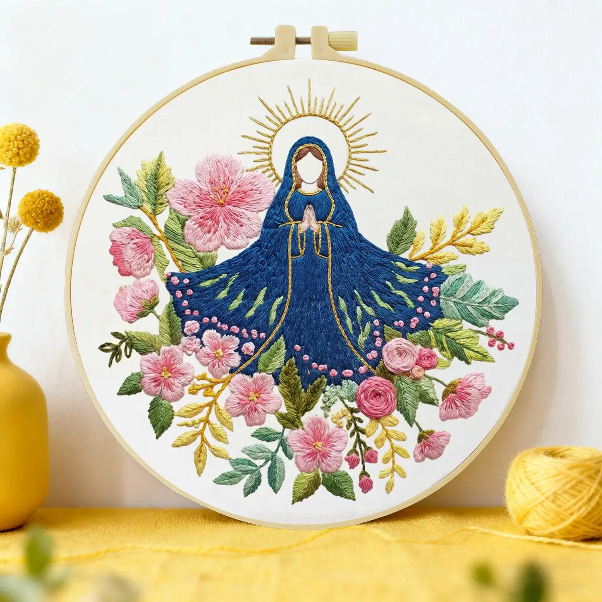 1pc 20X20CM/15X15CM 7.87/6.3inch pray Embroidery Starter Kit DIY kit DIY embroidery kit manualidades Set for Beginner Sewing Art