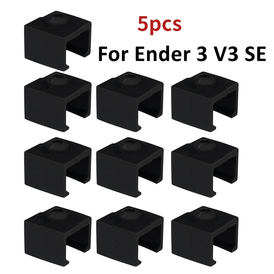 

5PCS Silicone Socks for Ender 3 V3 SE Heating Block Cover Hotend Heat Insulation Case for Creality Ender3-V3 SE, Black Color