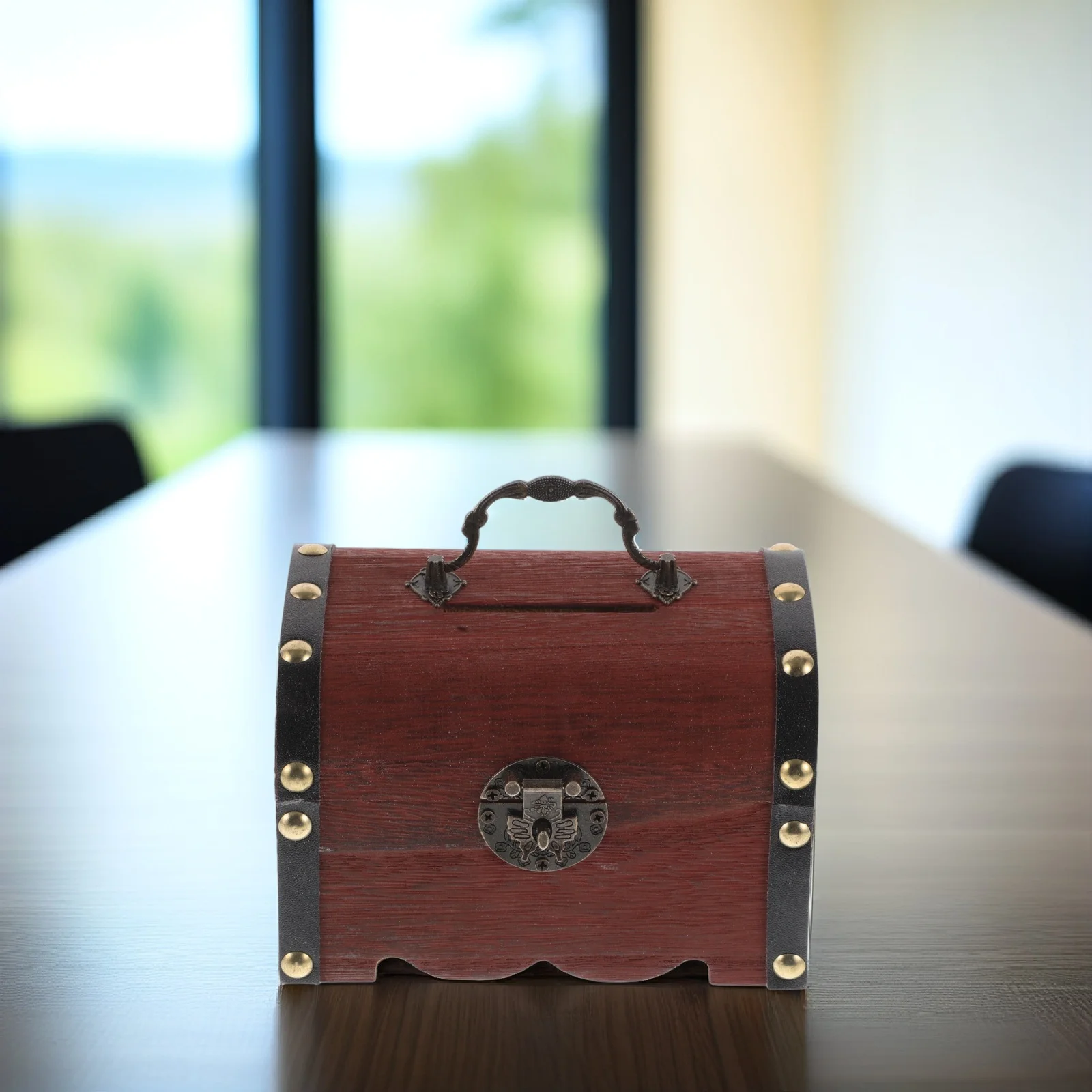 나무 보물 상자 잠금 저금통 어린이 대용량 돈 저금 상자 창의적인 선물 어린이용 나무 보물 상자