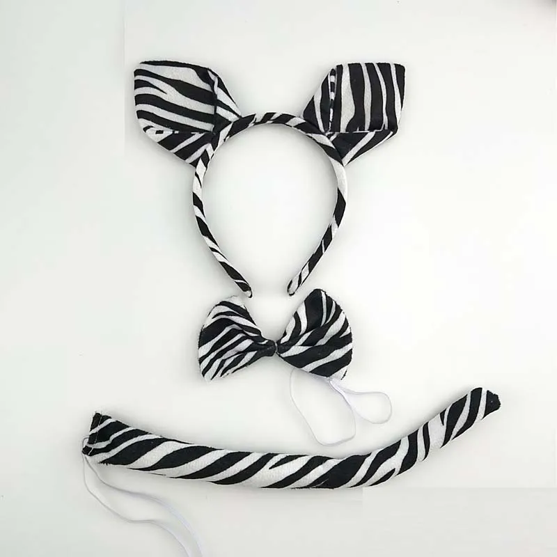 1pcs Kid Adult Plush Zebra Jungle Animal Ear Headbands Horn Hair Hoop for Party  Birthday  Decoration Halloween Costume Cosplay