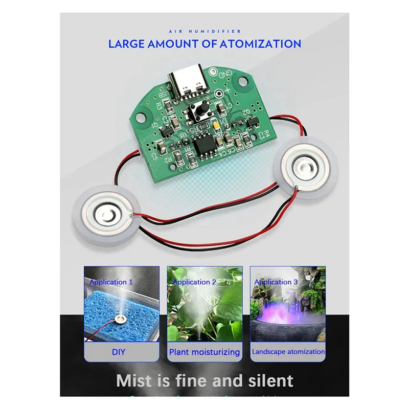 A17F-2X Dual Spray Atomization Module USB Humidifier Driving Circuit Board Atomization Experimental Equipment Ultrasonic