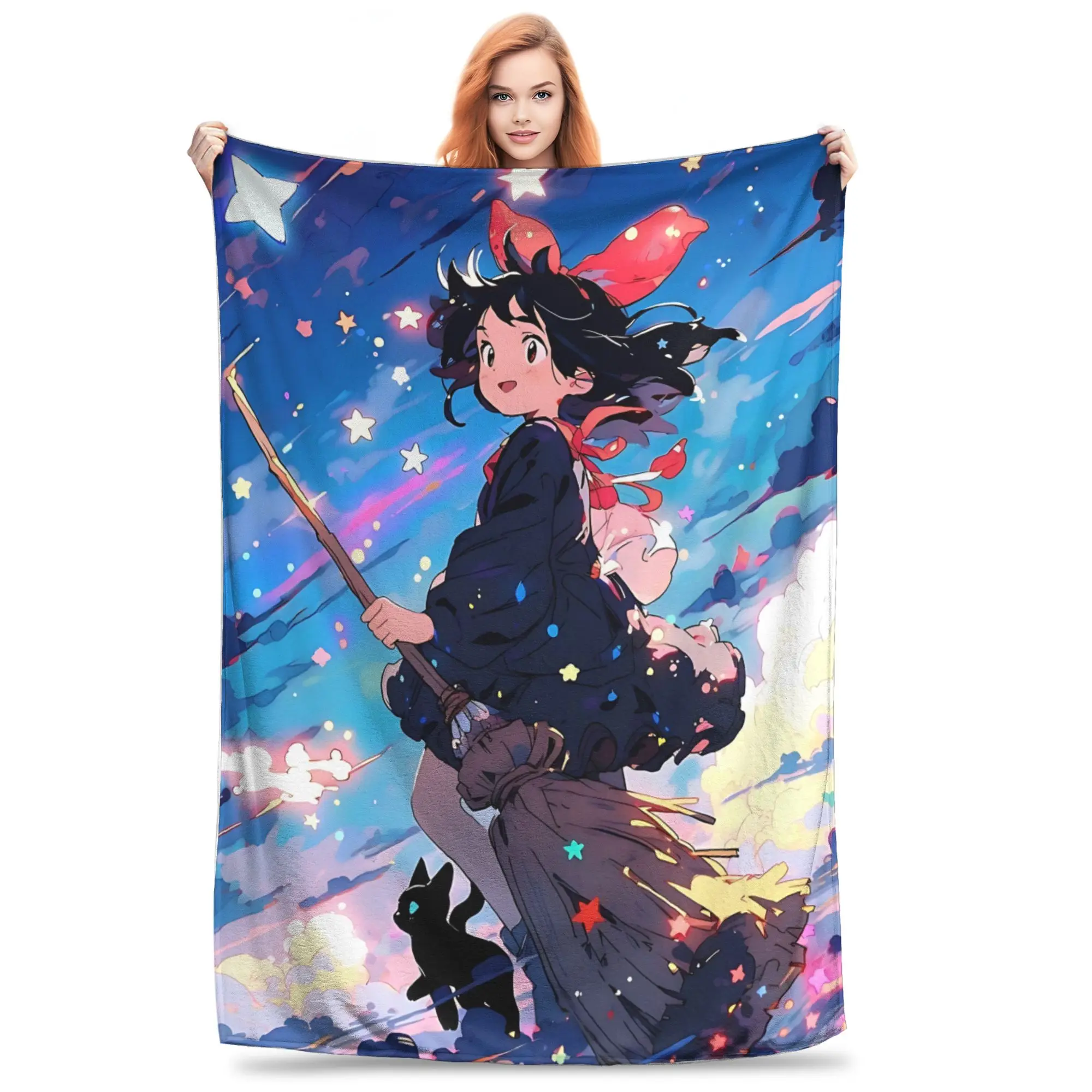1PC Anime Kikis Delivery Services  home room decorations Winter Blankets for Adults Bedding Home Interior Sofa Knee