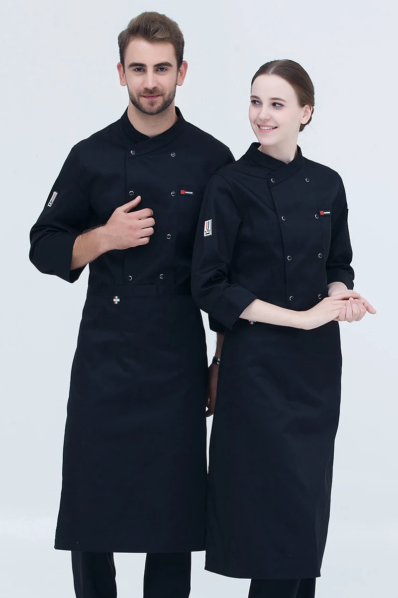 Herren Damen Unisex Kochhemd Erwachsene Küche Arbeit Uniform Koch Mantel Koch jacke Hotel Restaurant Kantine Konditorei Café Kostüm