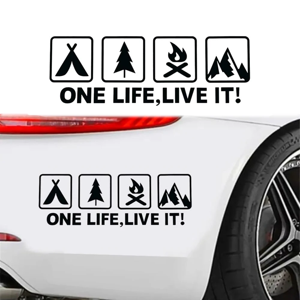 Uma vida viveo acampamento ao ar livre entusiasta adesivo de carro sobrevivência selvagem decalque quádruplo para veículo auto janela cauda corpo