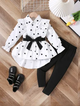 Spring Autumn Girls Clothing Sets New Fashion Shirt + Bottoms 2Pcs Girls Suits Birthday Gift 1 2 3 4 5 6 7 8 Years Kids Clothes 1