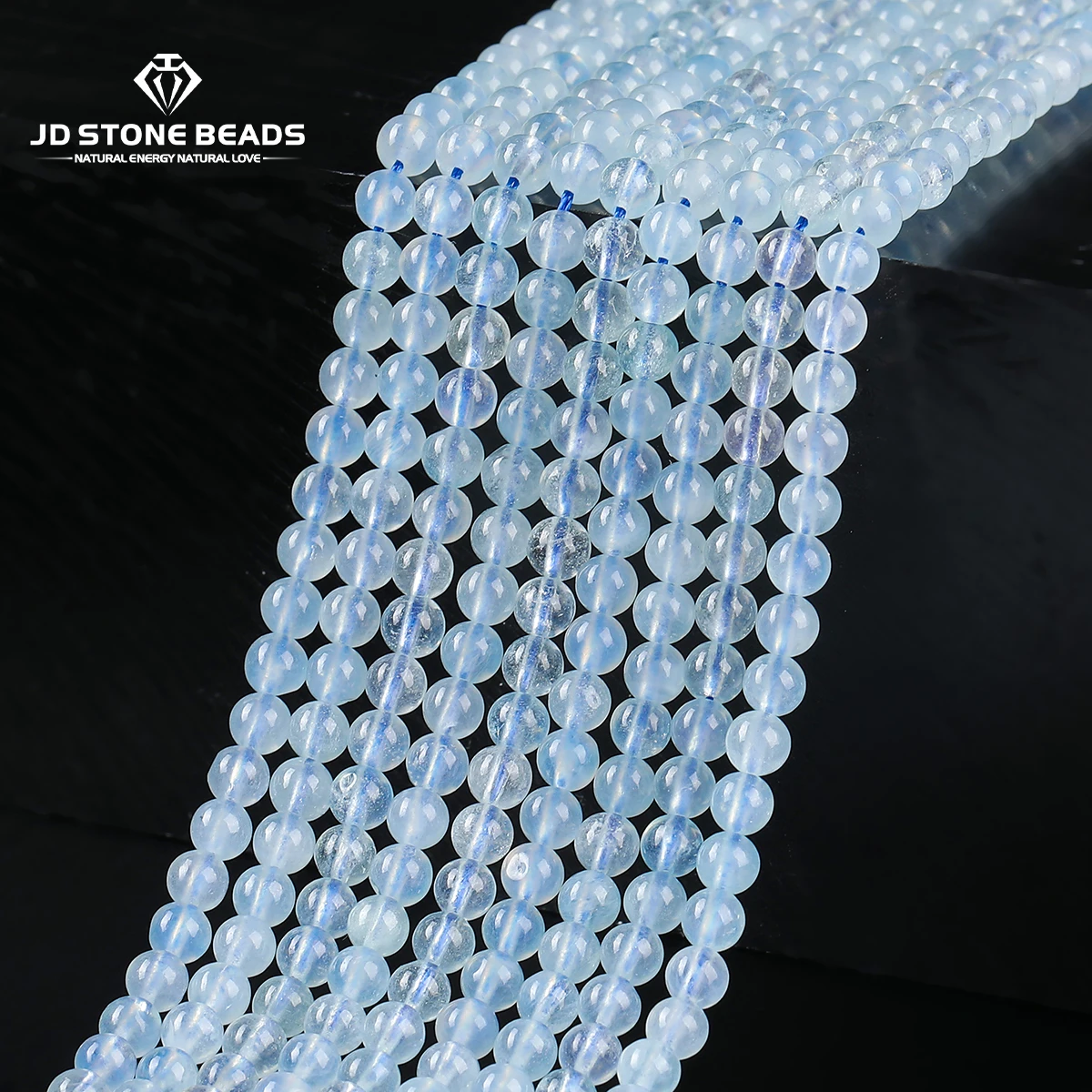 

JD Premium 7A Natural Blue Aquamarine Loose Beads Transparent Semi Precious Stone for Handmade Pendant Craft Supplies