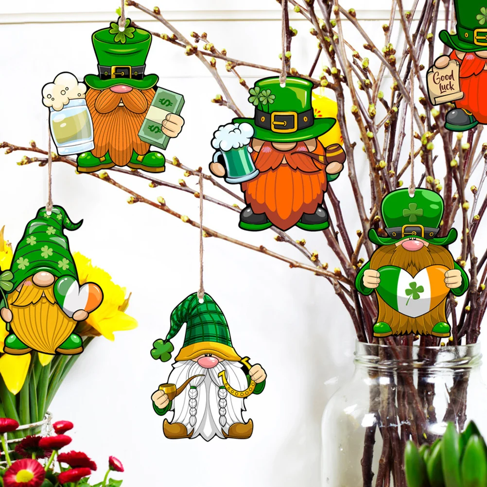 

24Pcs St Patricks Day Wood Gnome Hanging Signs Door Wall Decor Front Door Pendant Party Accessories St Patricks Day Wood Sign