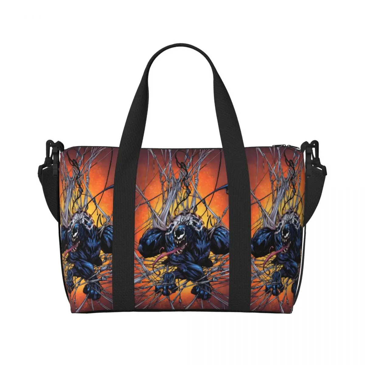 

Custom Venom Groceries Tote Shopping Bag Women Big Capacity Aggressive Gym Beach Travel Bags