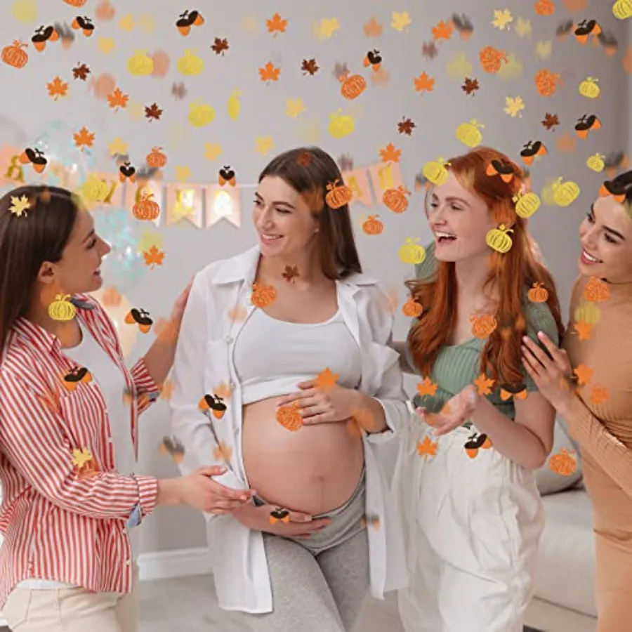 300 قطعة النثار اليقطين الصغير الذهب بريق سقوط الجدول النثار الجوزة مابل ليف للطفل دش الخريف الحصاد الشكر H #6