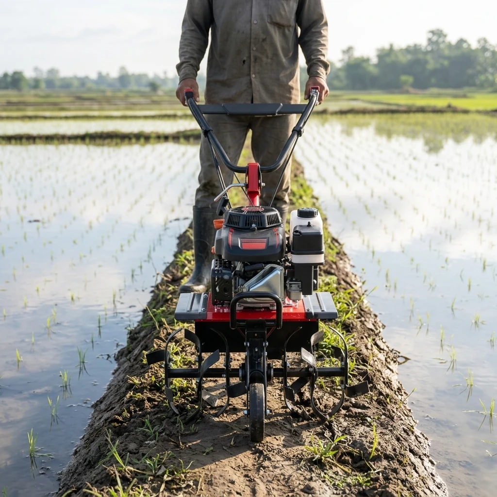 Compact Farmland Small Diesel Power Reclamation Tiller Multi-functional Weeding Ditching Soil Loosening Plowing Micro-cultivator