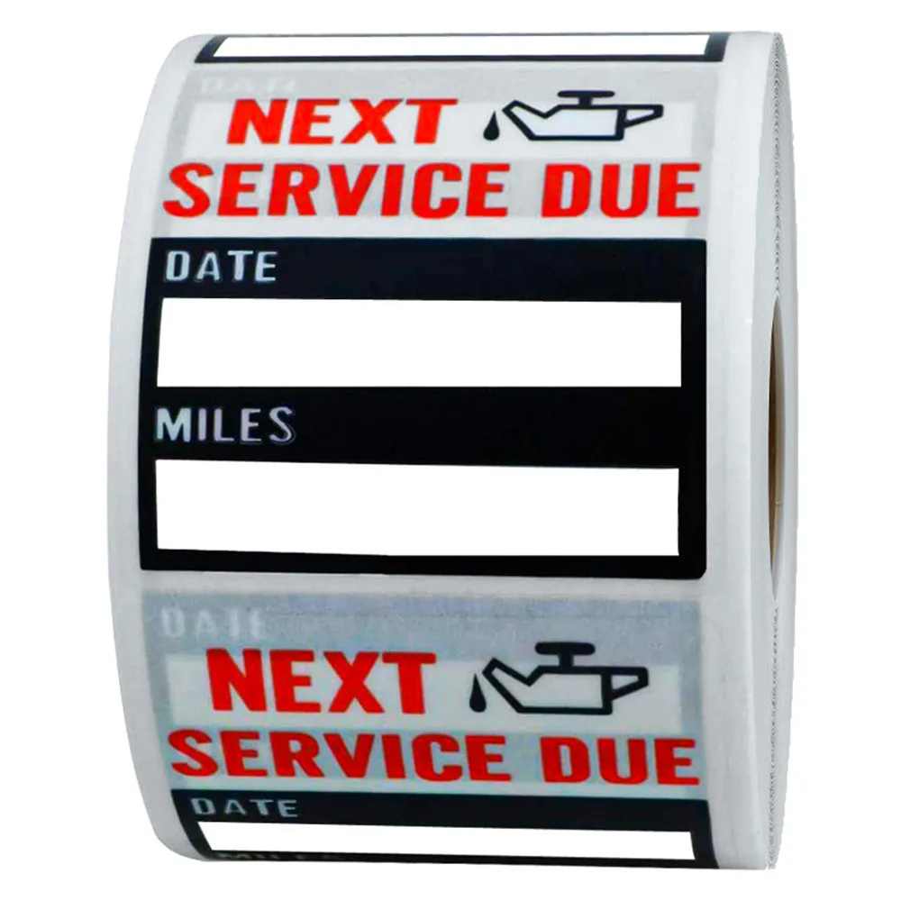 100pcs/roll Oil Change Maintenance Service Reminder Stickers Window Sticker PET Adhesive Labels Car Sticker 