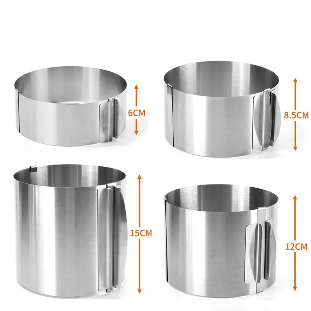 430 Stainless Steel 6-30cm Telescopic Mousse Ring Rustproof With Scale 6-15cm Heightened Baking Cake Ring For Families Baking