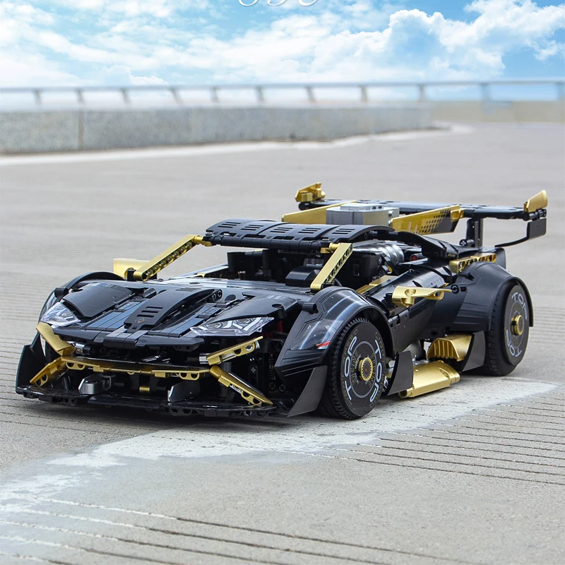 2519PCS Technical Black Gold 1:10 Lamborghinised Huracán STO Building Blocks Assmble Bricks Vehicle Toys Children Birthday Gift