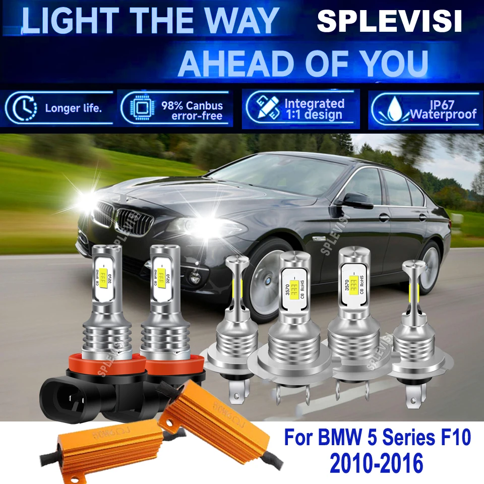 

H7 477 H11 Canbis LED Headlight Fog Bulbs equipped with aluminum disspation For BMW 5 Series F10 2010 2011 2012 2013 2014-2016