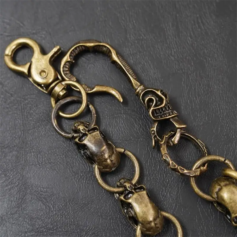 U4LE Cadena pantalones con dije punk Cadena jeans multiusos con cadena cintura para ropa calle con hojas