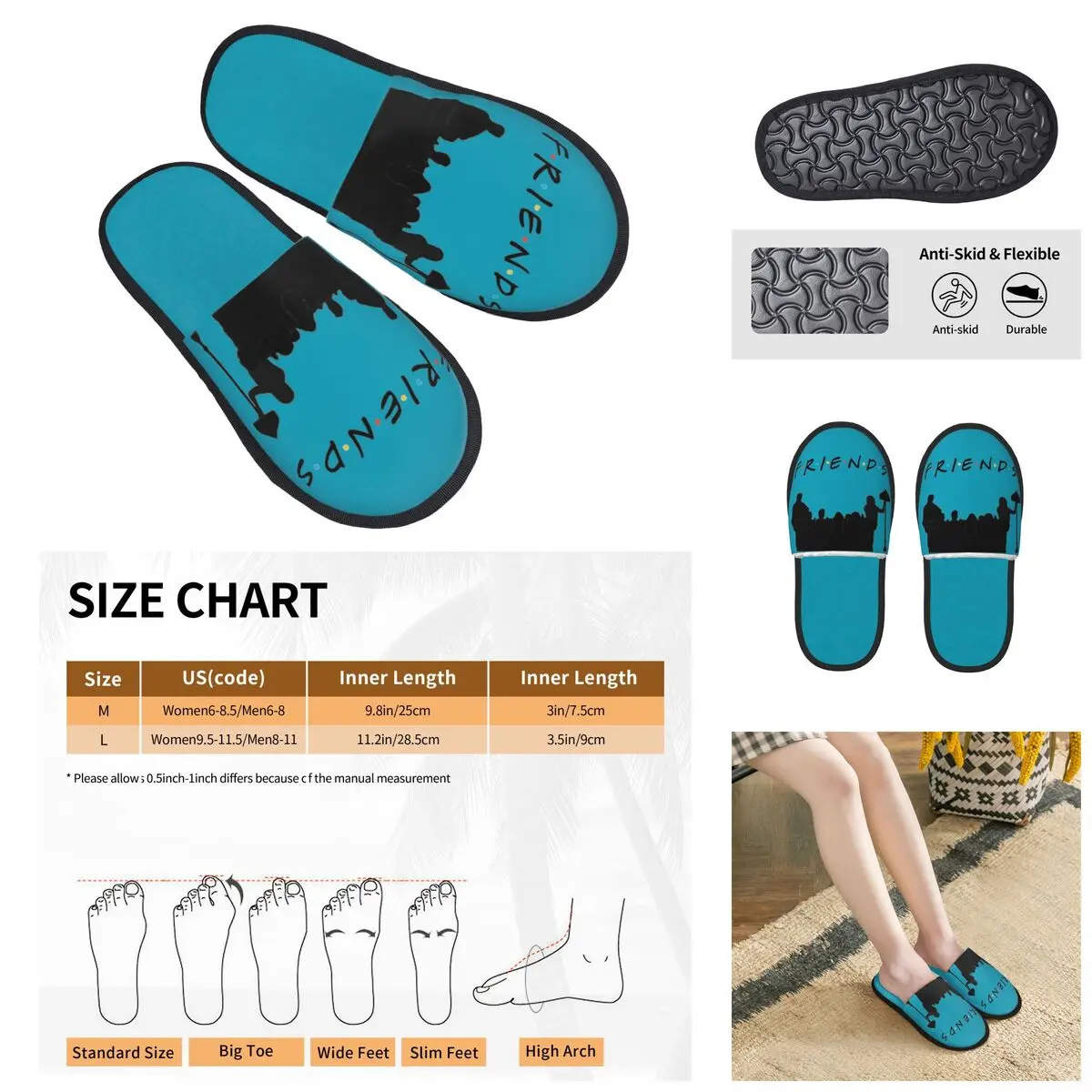 Colorful Pair Best Friends TV Show Men Women Furry slippers,Warm Color printing special Home slippers,Neutral slippers