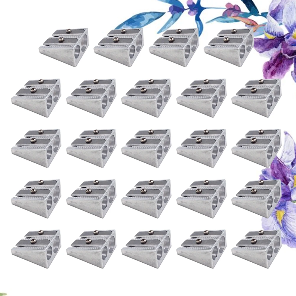 

Mini Double Hole Stainless Steel Pencil Sharpener Silver Lightweight School Stationery Tool For Office Pencil