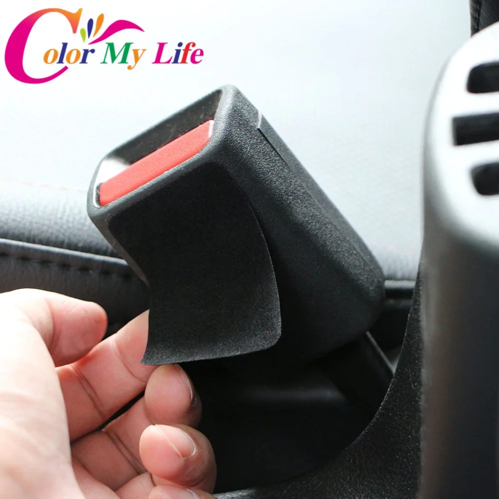 2Pcs/Set Black Auto Car Safety Belt Buckle Anti-collision Stickers Protective Pads Anti Noise Quite Lock Clip Protector