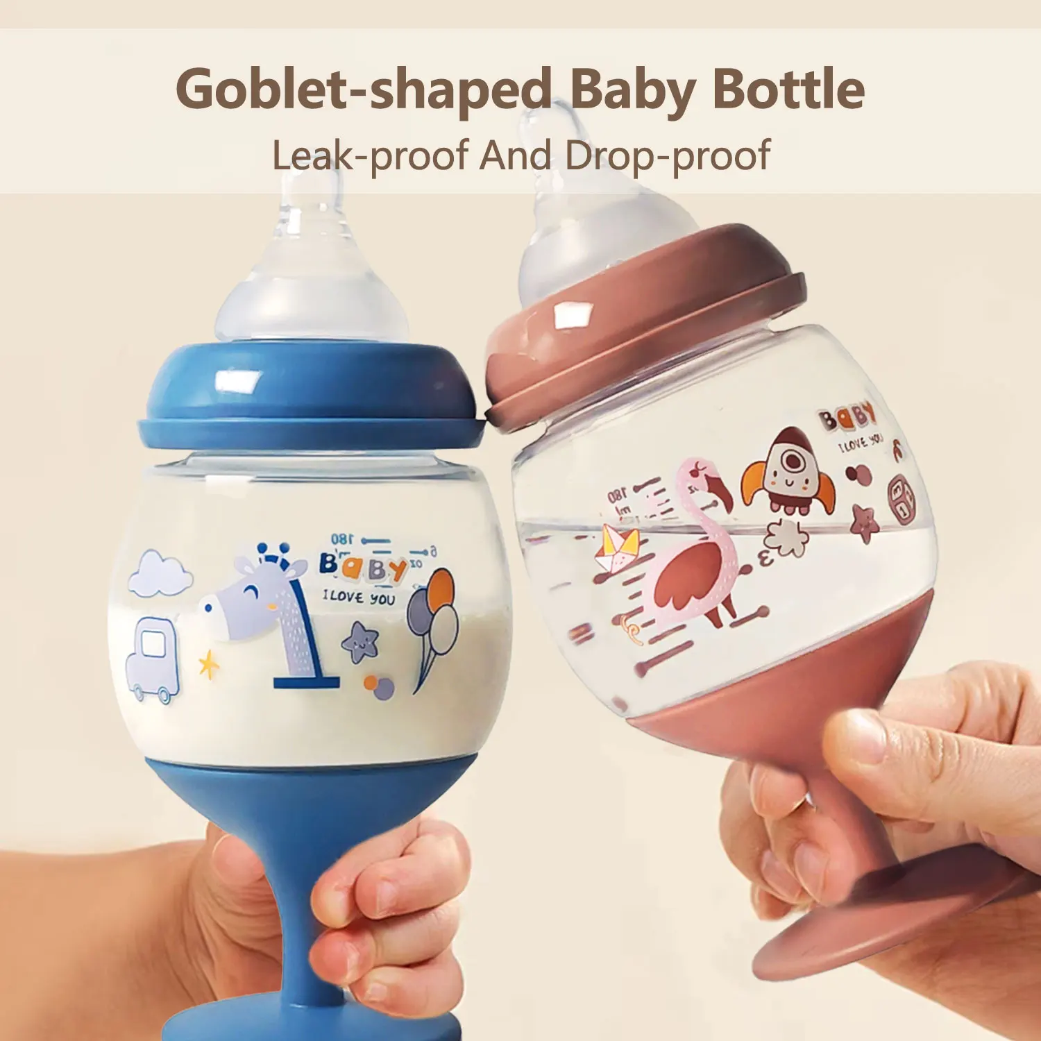 

180ML Goblet Baby Bottles Milk Cup Baby Drinking Water Bottle Direct Drinking Juice Wine Bottle Baby Things Trinkflasche Kinder