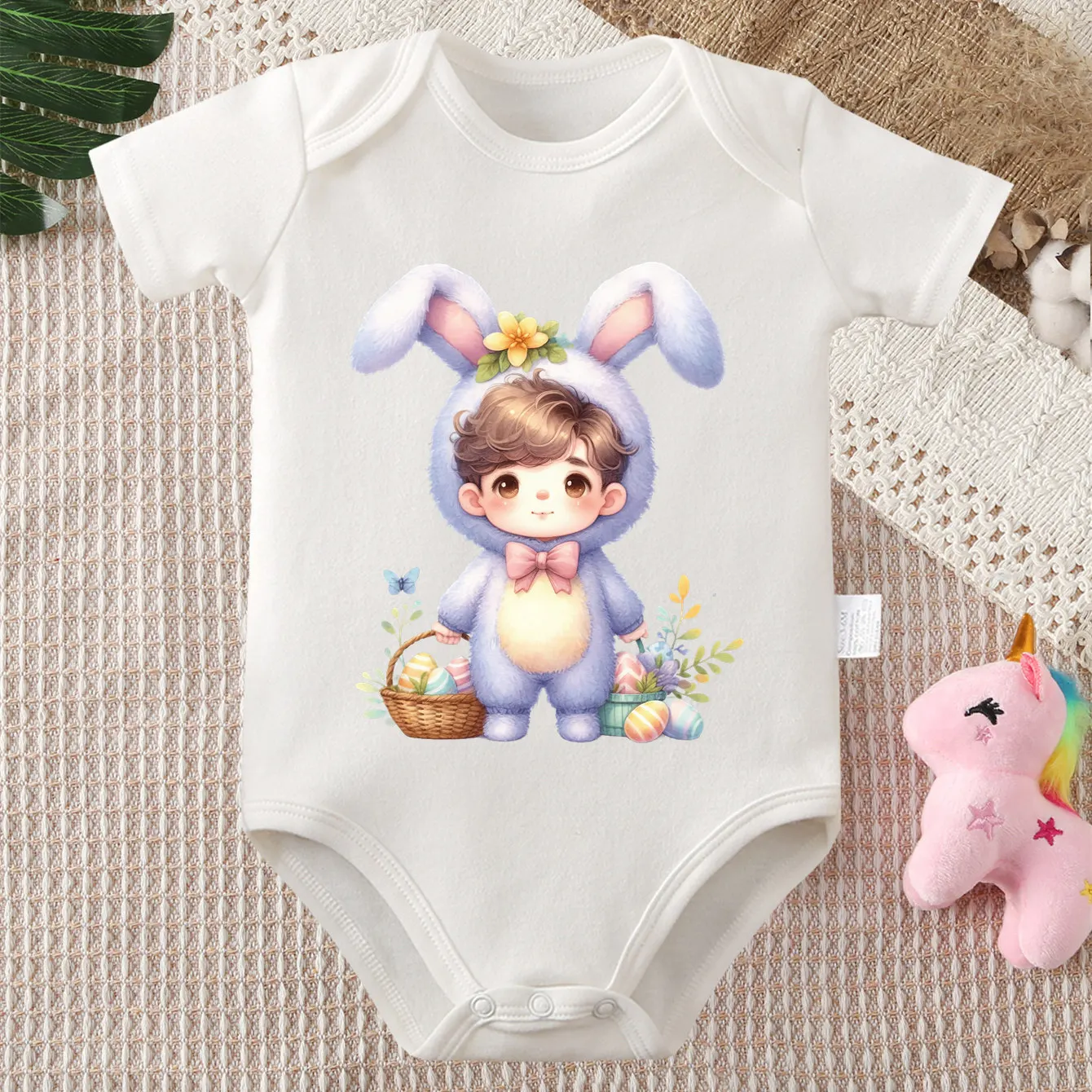 

Боди из 100% хлопка для малышей на Первое Пасхальное празднование/Забавный кролик ‌ Удобный комбинезон с принтом для новорожденных от 0 до 12 месяцев