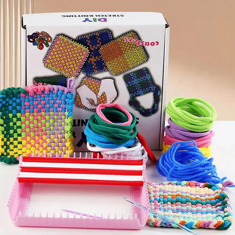 Kit de bucle para tejer, juguetes interactivos, suministros para manualidades con 8 colores del arco iris para niños de 3 años, principiantes y niñas