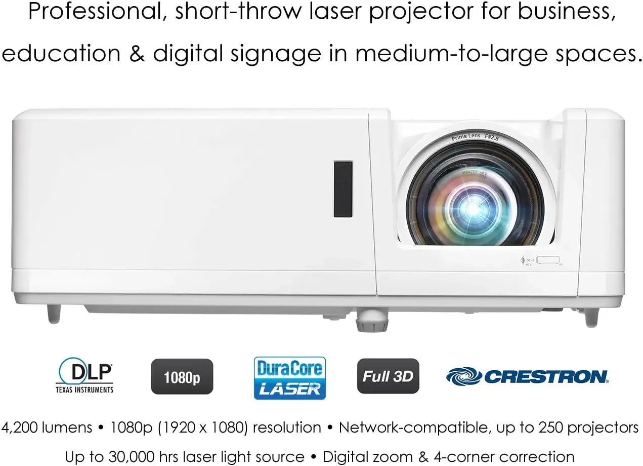 Optoma ZH406ST 4K HDR Input Video Projector, Short Throw 4200lumens DLP Proyector with 10W*2 Speaker Lamp Beamer
