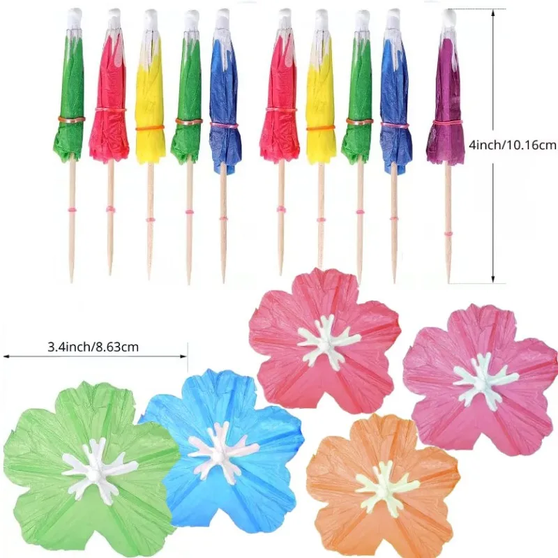 

150pcs/set Sunshade toothpicks Umbrella cocktail set Tropical Hawaiian party Summer Swimming pool Bikini party decorations
