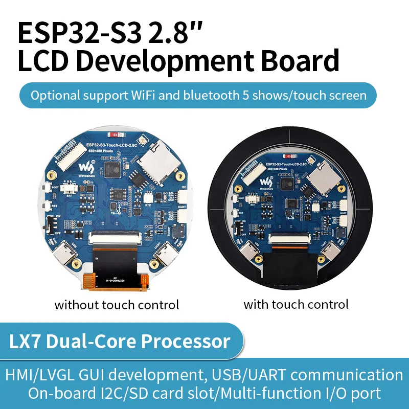 esp32-s3-28inch-round-display-development-board-480×480-32-bit-lx7-dual-core-processor-supports-wifi-blue-tooth