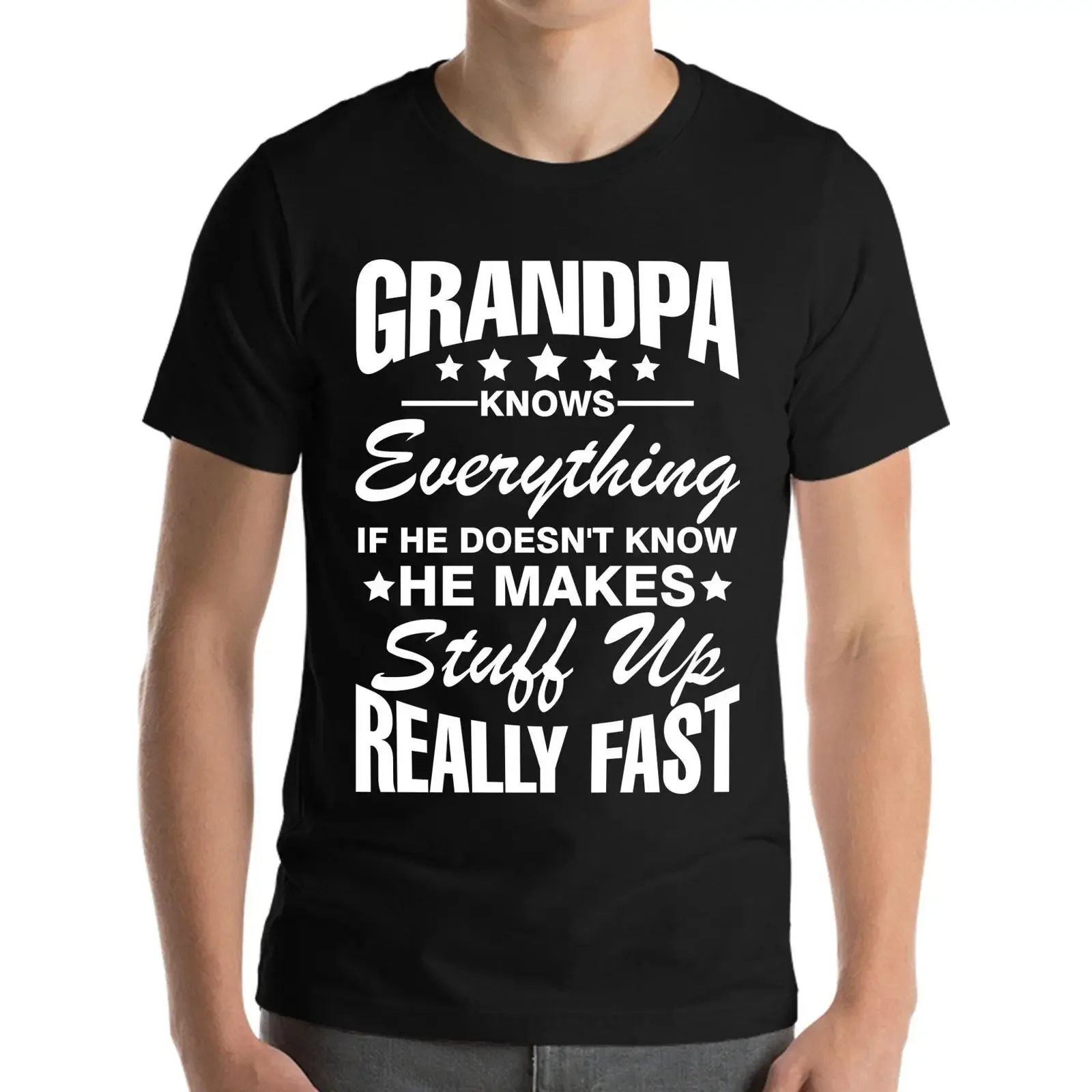 Grand-père, on sait tout, c'est drôle, pour la fête des pères, t-shirt pour grand-père, vêtements de créateur vintage lavés, haut pour tous les jours
