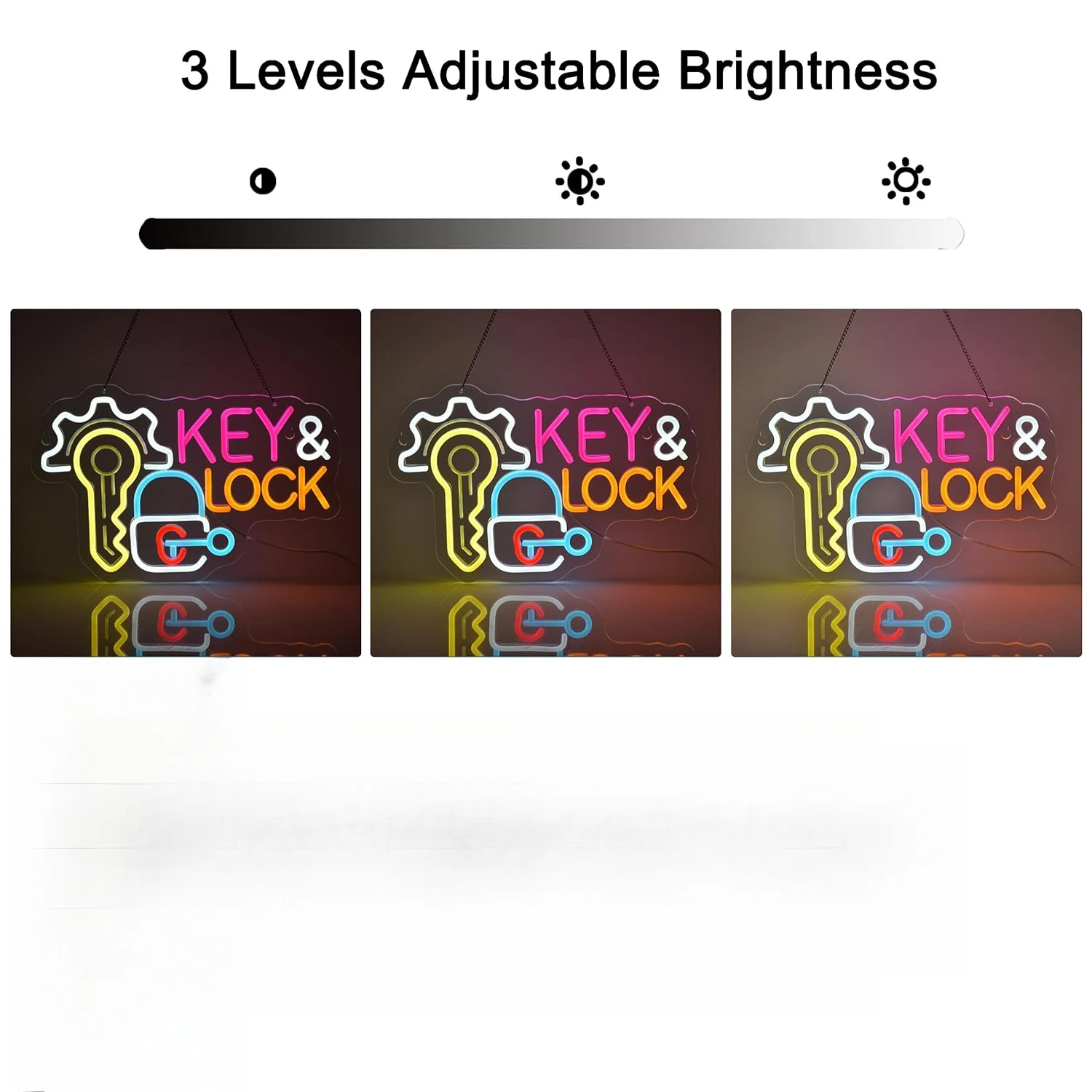 Key Lock Neon Sign Hanging Neon Light Wall Art Decor for Business Locksmith Shop Security Store Car Dealership Rental Home