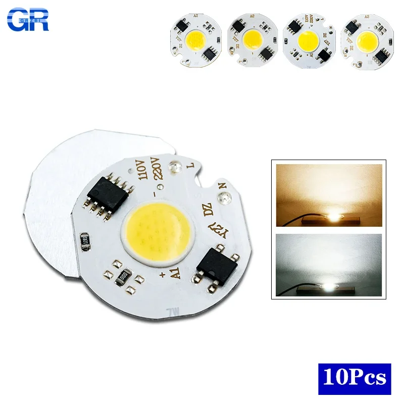 10Pcs/lot 3W 5W 7W 10W AC 220V COB Module LED Chip Diodes Lamp Bulb for Outdoor Focus Spotlight Garden Integrated Light Beads