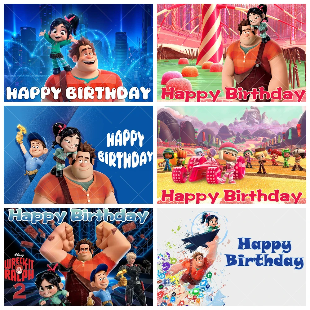 Fondo de fotografía de Disney Wreck-It Ralph, pancarta personalizada, Vanellope von Schweetz, princesa, cumpleaños infantil, decoración para baby shower, fondo, accesorios para fotografía de estudio fotográfico