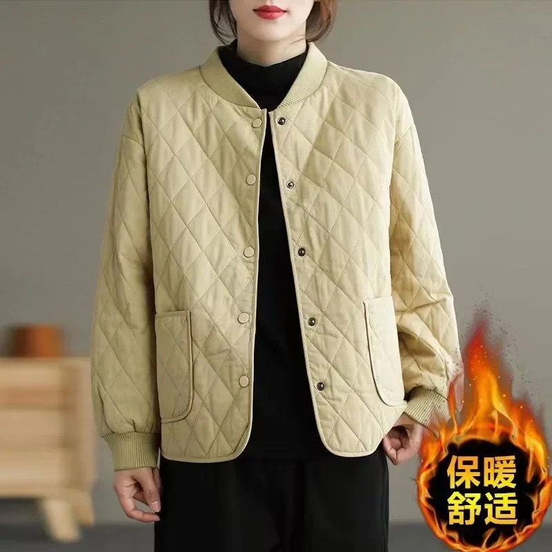 ملابس الشتاء امرأة سترة مبطنة موضة خفيفة الوزن الوقوف طوق كم طويل واحدة الصدر تقسم جيوب معاطف أسود جديد #4