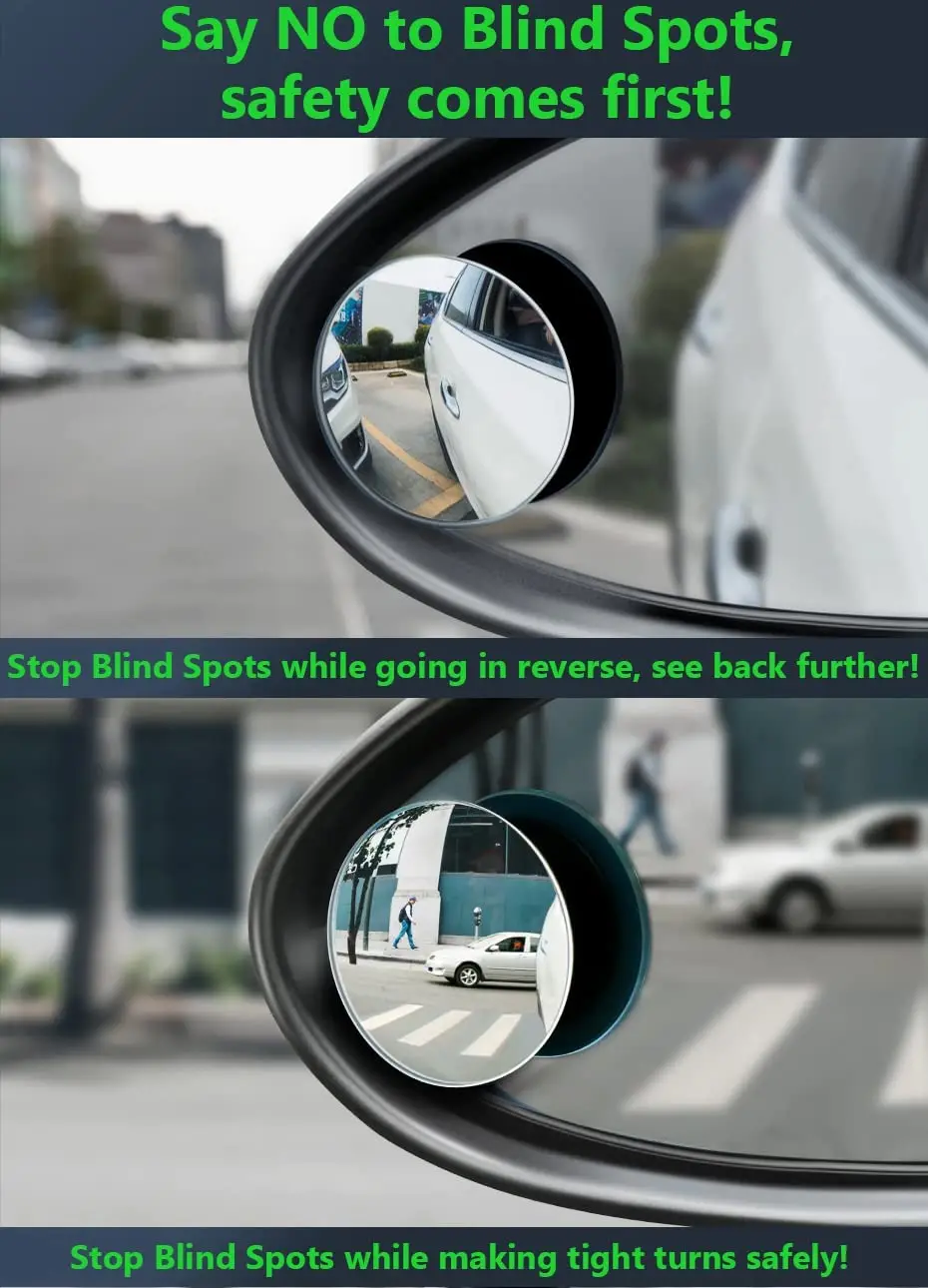 Car Blind Spot Rear View Mirror Wide Angle 360 Degree Adjustable Small Round Mirror Car Reverse Auxiliary Rearview Convex Mirror