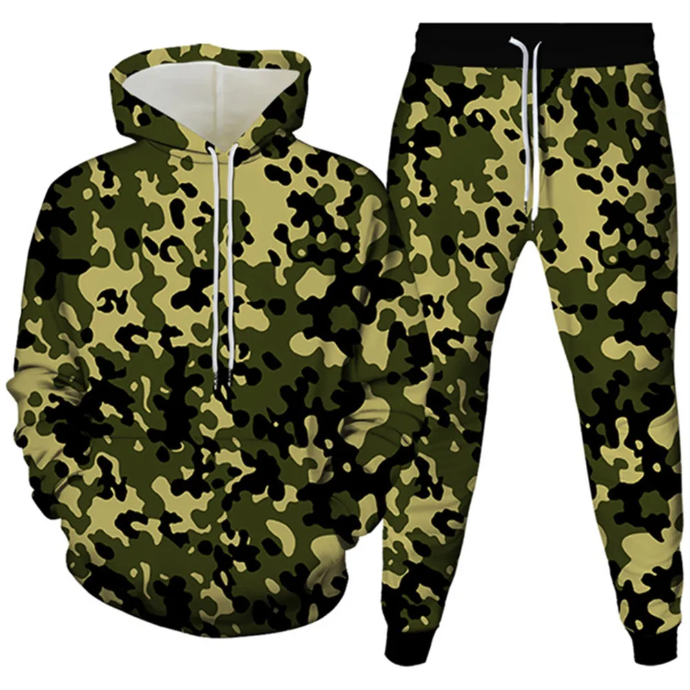 Camouflage Colorful Vortex Weed Print Women Fashion 2Pc Suit Female Plus Size 6XL 3D Hoodies Trousers Sets Men Tracksuit Clot