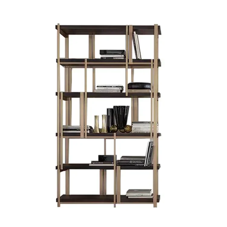 

Роскошная мебель для гостиной, деревянная книжная полка из золотой стали