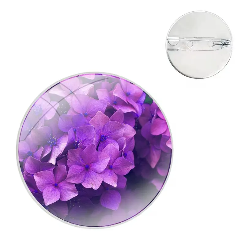 lavender Purple flowers Pins Badge Metal Brooches For Clothes Backpack Decoration gift