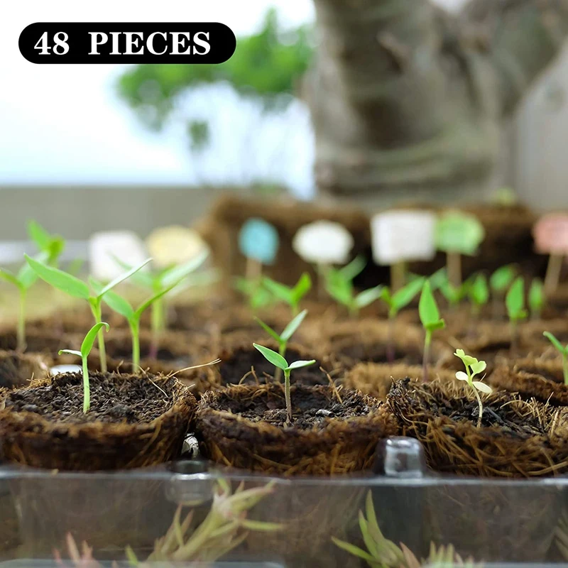 HOT SALE 48 Pack Coco Coir Pots Biodegradable Plant Labels Mini Starter Pots For Flower And Saplings