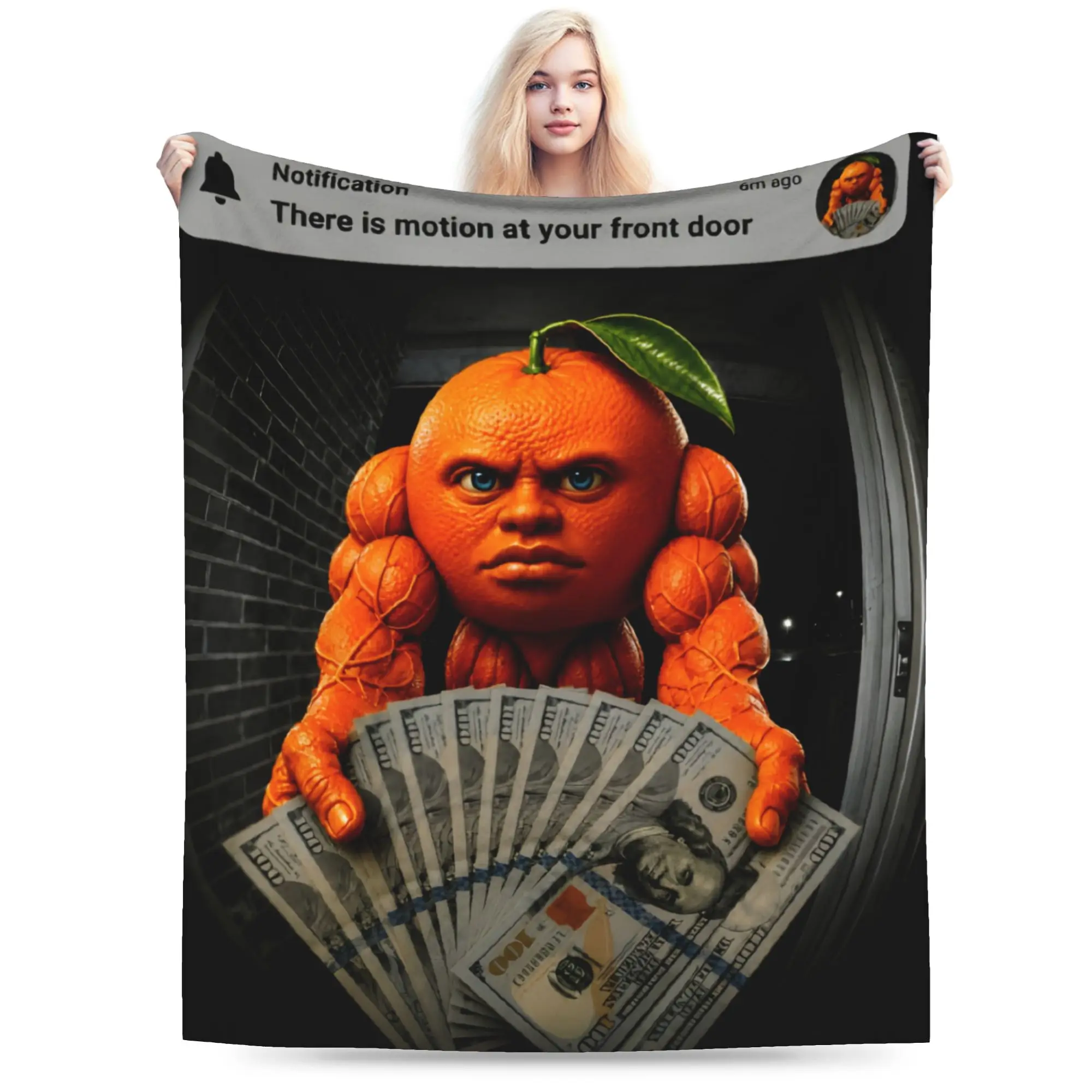 Din Dun Motion At Your Front Door Brainrot Udin Din Humor  Accessories Blankets Flannel  Throw Blanket Cozy Bedding Throws