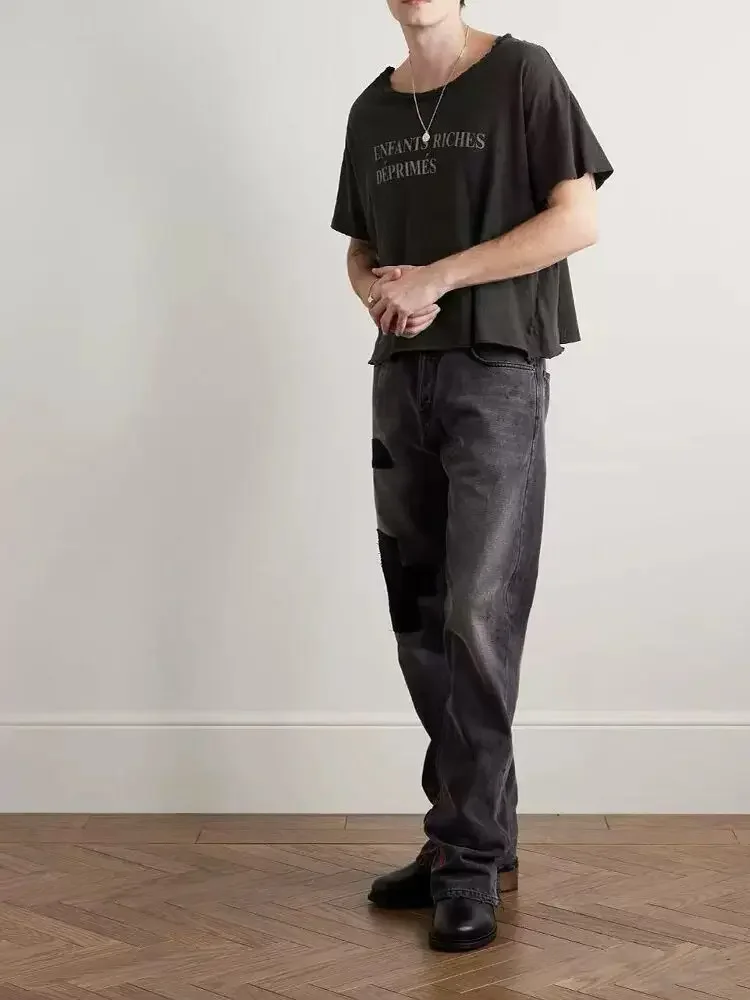 ER/D 24FW Slogan Destroy Crew Neck Short Wide Boxyfit T-Shirt