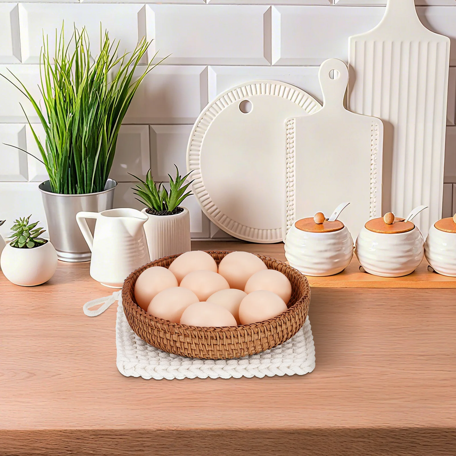 

1Pcs Woven Cotton Coaster Square Cup Pad Tabletop Protector Practical Kitchen Dining Pot Cushion Non Slip Cup Pad